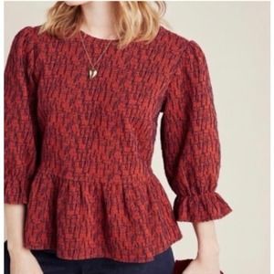Red Patterned Women's Top